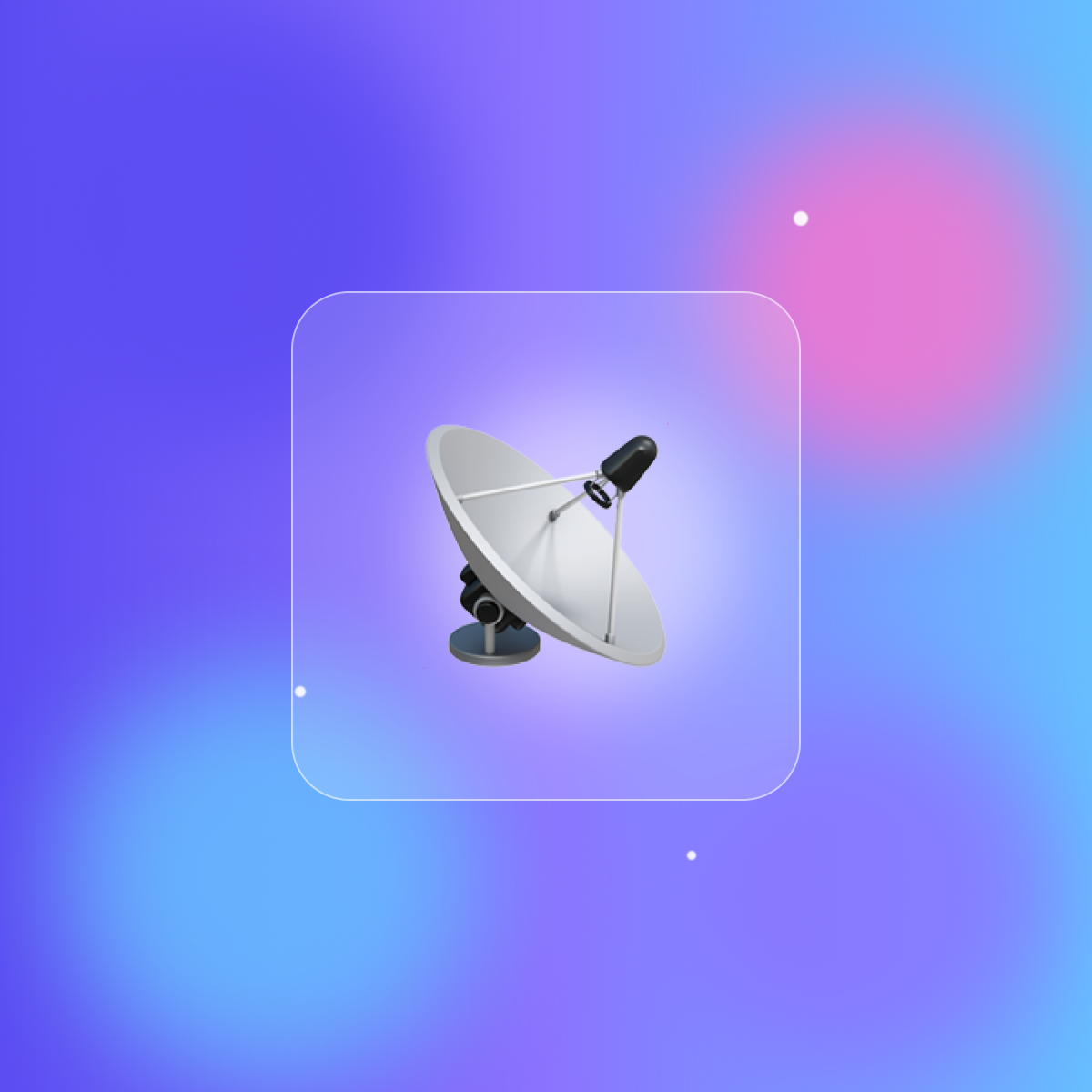 Candy-gradient illustration with a broadcast dish for listings and syndication