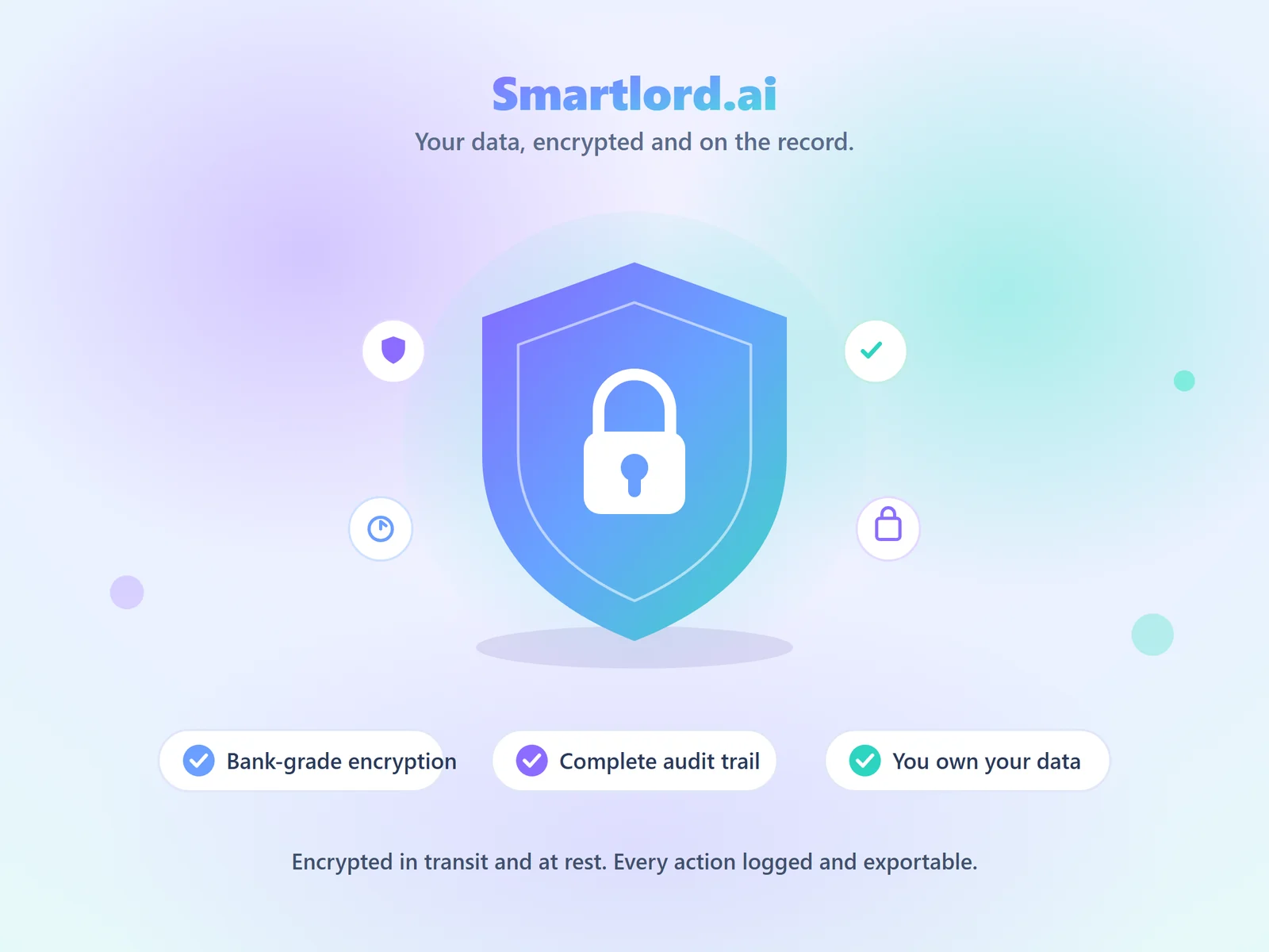 Smartlord.ai security: bank-grade encryption and a complete audit trail